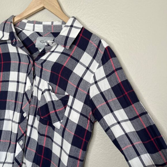 Rails Womens Hunter Plaid Blue Blue White Button Down Soft Flannel Shirt Large - Picture 6 of 12